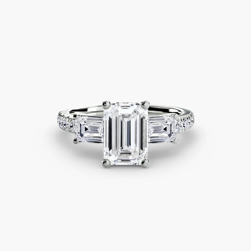 Three-Stone Ring with Pavé Band 4