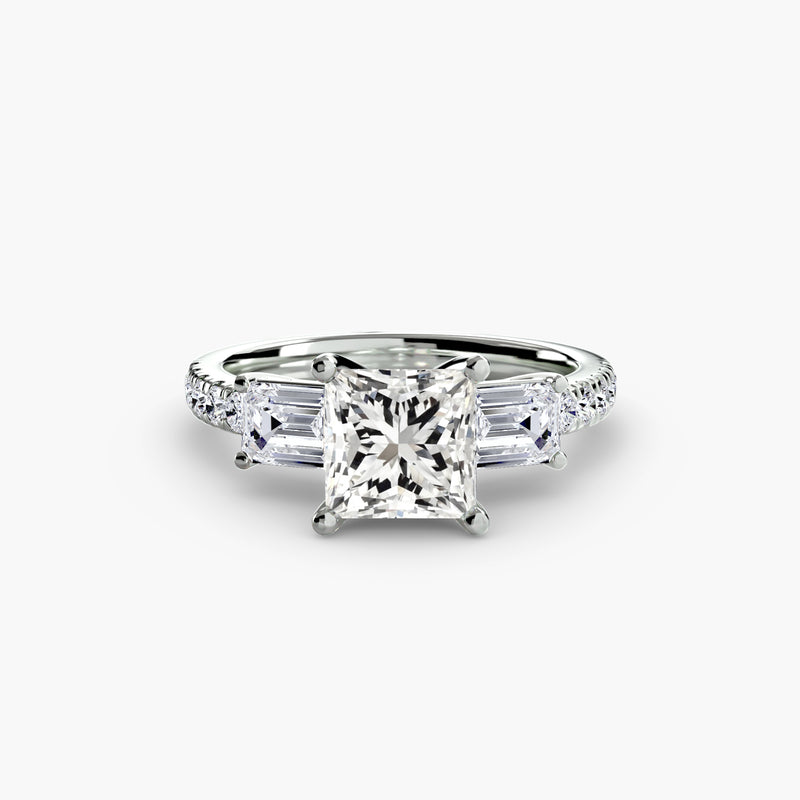 Three-Stone Ring with Pavé Band 4