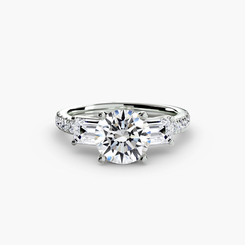 Three-Stone Ring with Pavé Band 4