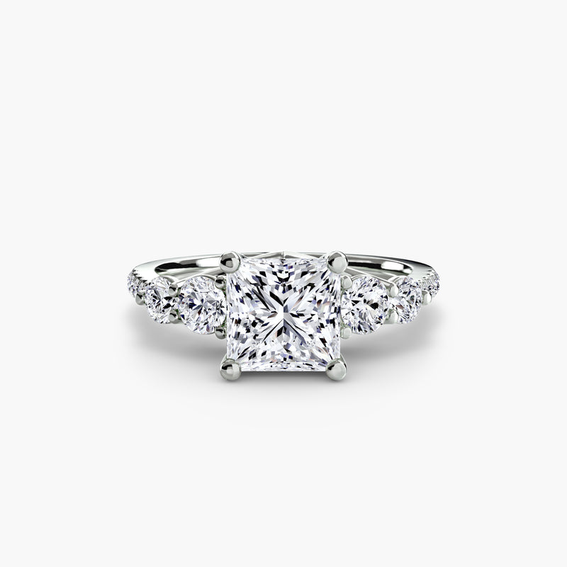 Five Stone Ring with Pavé Band
